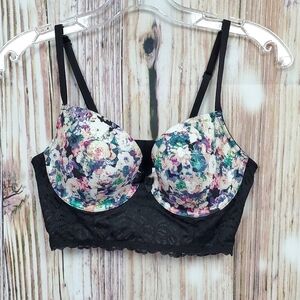 XHILARATION Perfect Long Line Floral Lace Bra 36B